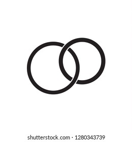Vector wedding rings icon. Flat design