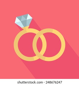 Vector wedding rings icon. Flat design