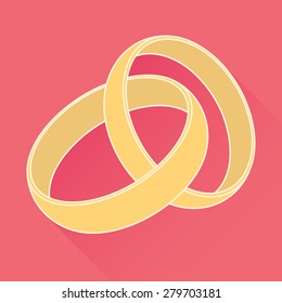 Vector wedding rings icon. Flat design