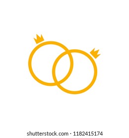 Vector Wedding Rings Icon Isolated on White Background, Two Kings, Gay Couple Marriage Concept.