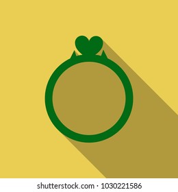 Vector wedding rings icon on white background with heart diamond