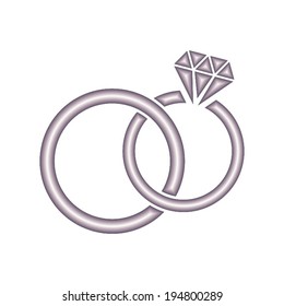 Vector wedding rings icon on white background