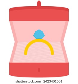 Vector wedding rings icon on white background. Flat design. Wedding Rings with Diamond. Engagement Diamond Golden Rings in
Ring Boxes.