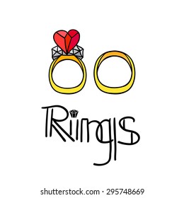 Vector wedding rings icon on white background
