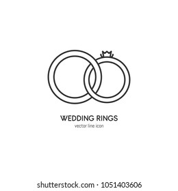 Vector Wedding rings icon in trendy linear style