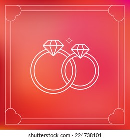 Vector wedding rings in outline style - logo design template for engagement invitation