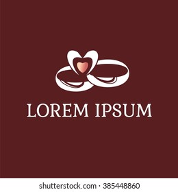 Vector wedding rings / swans. Logo. Business icon for the company. Jewelry. Wedding / engagement day. Vector illustration.