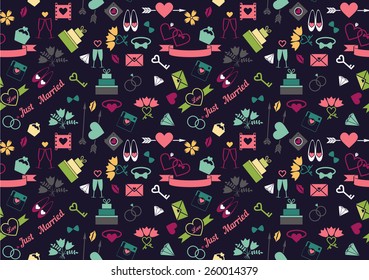 Vector wedding seamless pattern