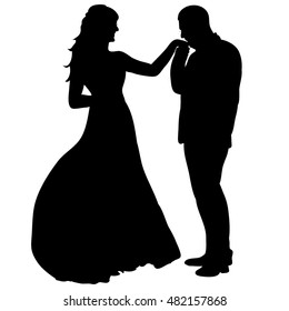 vector wedding silhouette of bride and groom, wedding, isolated