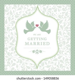 Vector wedding styled card with floral ornament design. Perfect as invitation or announcement.