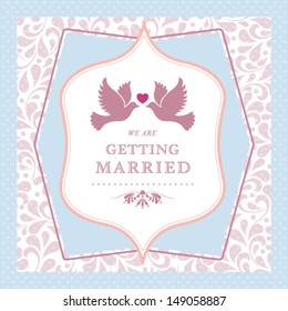 Vector wedding styled card with floral ornament design. Perfect as invitation or announcement.