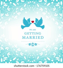 Vector wedding styled card with floral ornament design. Perfect as invitation or announcement.