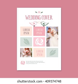 vector wedding template cover booklet. The cover of the brochure for florist, flower shop. card with flower logo. - stock vector