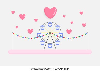 Vector of wedding. It is wedding with Thai'style. It has Ferris wheel. it look so retro.