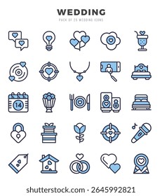 Vector Wedding types icon set in Two Color style. vector illustration.
