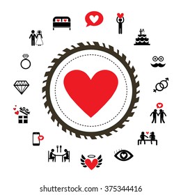 vector wedding and valentine icon set  