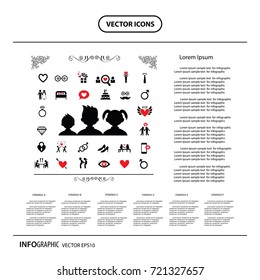 vector wedding and valentine icon set  
