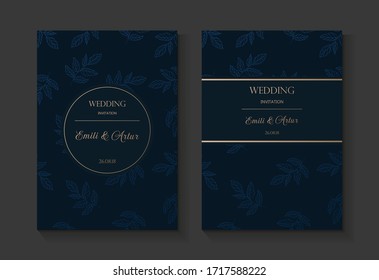 Vector wedding vintage card. Damask gold pattern. Vector illustration.