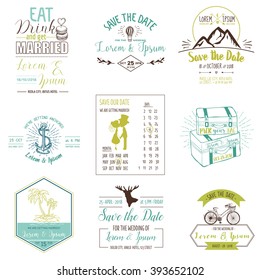 Vector. Wedding Vintage Card. Invitation Collection. Save the Date. RSVP. Bridal Shower. 