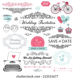 vector wedding vintage set of design elements