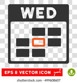 Vector Wednesday Calendar Grid EPS vector icon. Illustration style is flat iconic bicolor orange and gray symbol on a transparent background.