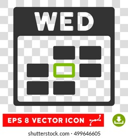 Vector Wednesday Calendar Grid EPS vector pictograph. Illustration style is flat iconic bicolor eco green and gray symbol on a transparent background.