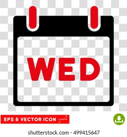 Vector Wednesday Calendar Page EPS vector pictogram. Illustration style is flat iconic bicolor intensive red and black symbol on a transparent background.