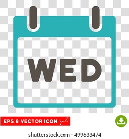 Vector Wednesday Calendar Page EPS vector pictograph. Illustration style is flat iconic bicolor grey and cyan symbol on a transparent background.