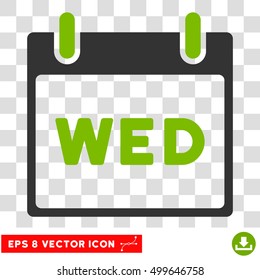 Vector Wednesday Calendar Page EPS vector pictograph. Illustration style is flat iconic bicolor eco green and gray symbol on a transparent background.