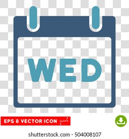 Vector Wednesday Calendar Page EPS vector pictogram. Illustration style is flat iconic bicolor cyan and blue symbol on a transparent background.