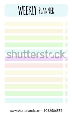 vector weekly planner organizer schedule format のベクター画像素材