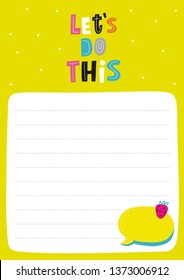 Vector weekly planner template. Vector templates with cute design elements. Cute print for cards,  poster, banners, book covers, notebooks page. 