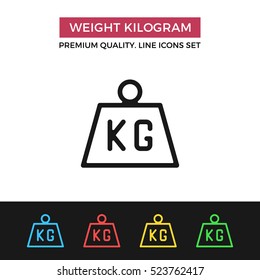 Vector weight kilogram icon. Premium quality graphic design. Modern signs, outline symbols collection, simple thin line icons set for websites, web design, mobile app, infographics