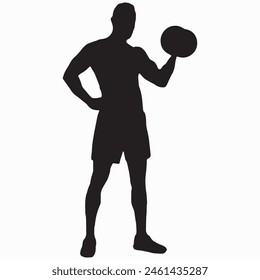 Vector weightlifting person silhouette shadow shape, flat black emblem isolated on white backround. Sportive competition logo design element. Sportsman lifting the barbell, sport game tournament.