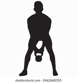 Vector weightlifting person silhouette shadow shape, flat black emblem isolated on white backround. Sportive competition logo design element. Sportsman lifting the barbell, sport game tournament.