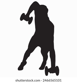 Vector weightlifting person silhouette shadow shape, flat black emblem isolated on white backround. Sportive competition logo design element. Sportsman lifting the barbell, sport game tournament.