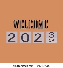 Vector of Welcome 2023, Happy New and Merry Christmas text design, banner,  card, template.