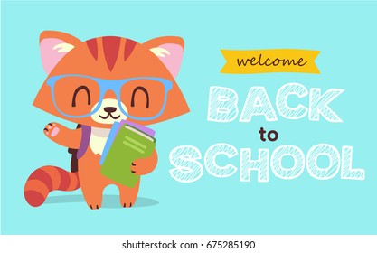 vector welcome back to school nerd cat vector illustration