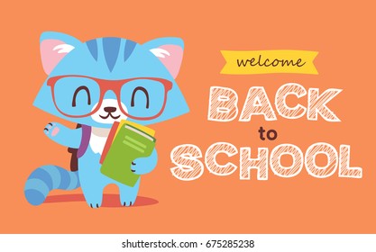 vector welcome back to school nerd cat vector illustration
