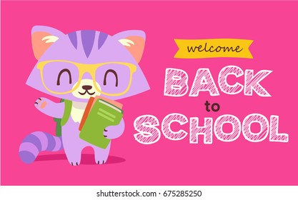 vector welcome back to school nerd cat vector illustration