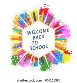 Vector Welcome Colorful Back to School Website Banner Design