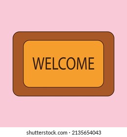 A Vector Of Welcome Mat Icon, Doormat With Welcome Text.