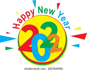 vector welcome the new year 2022 with color