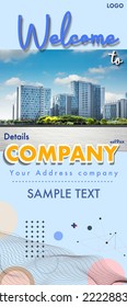 vector of welcome to your company poster on blue tone and 3D text  