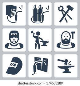 Vector welder and blacksmith icons set
