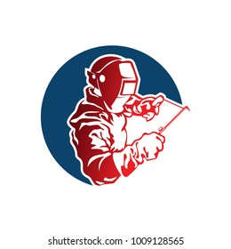 Vector of welder and welding work on white background