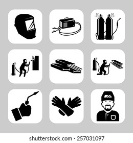 Vector welding related icon set