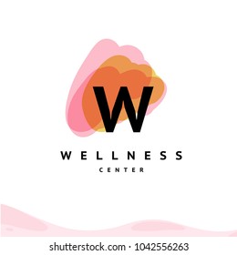 Vector wellness center logo with abstract brush strokes isolated on white background. Also good for beauty, spa, and yoga studio, massage salon, health care centers, fashion insignia design.