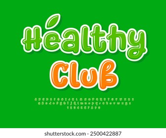 Vektor Wellness Logo Healthy Club. Lustige grüne Schrift. Buchstaben und Zahlen des kreativen Alphabets.