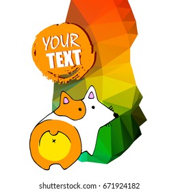 vector, welsh, dog, corgi, animal, illustration, pet, white, ears